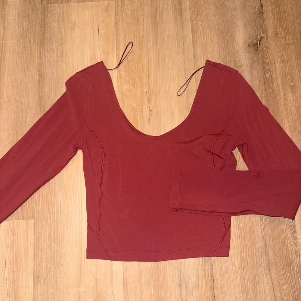 LuluLemon Cropped Long Sleeve in Burgundy